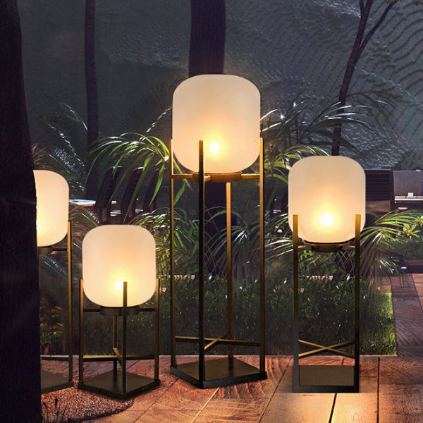 Modern Simplicity Solar Waterproof Cylinder Stainless Steel Acrylic LED Standing Floor Lamp For Outdoor Patio - Image 2
