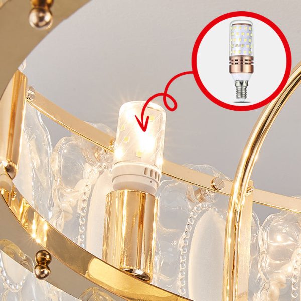 Traditional French Metal Glass ABS Round Pearl Feather Shell 6/12/16 Light Semi-Flush Mount Ceiling Fan Light For Living Room - Image 12