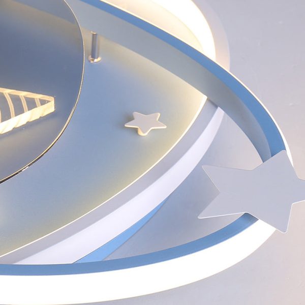 Contemporary Scandinavian Iron Acrylic Elliptical Star LED Flush Mount Ceiling Fan Light For Bedroom - Image 7