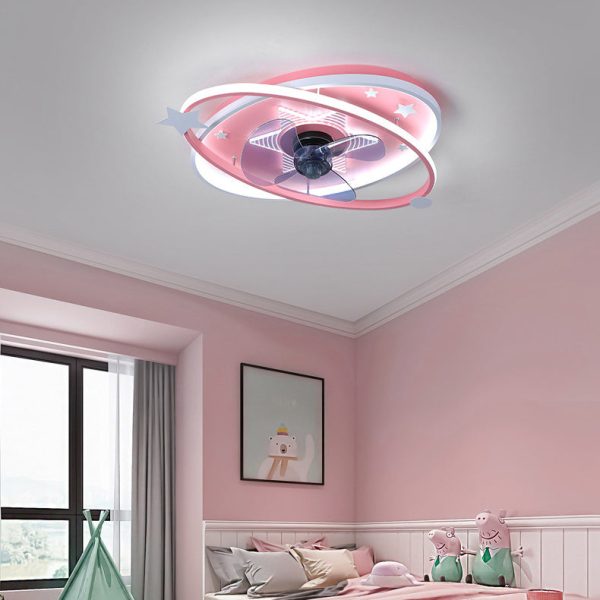 Contemporary Scandinavian Iron Acrylic Elliptical Star LED Flush Mount Ceiling Fan Light For Bedroom - Image 3
