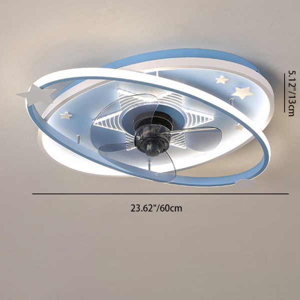 Contemporary Scandinavian Iron Acrylic Elliptical Star LED Flush Mount Ceiling Fan Light For Bedroom - Image 6