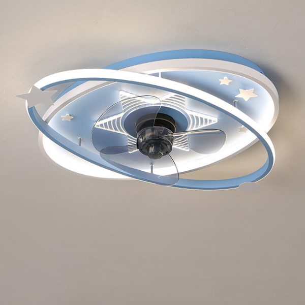 Contemporary Scandinavian Iron Acrylic Elliptical Star LED Flush Mount Ceiling Fan Light For Bedroom - Image 11