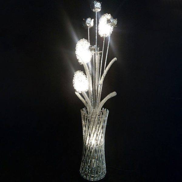 Modern Art Deco Aluminum Wire Weaving Vase LED Standing Floor Lamp For Living Room - Image 9