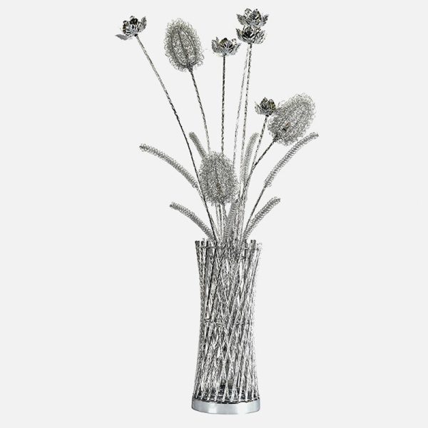 Modern Art Deco Aluminum Wire Weaving Vase LED Standing Floor Lamp For Living Room - Image 11