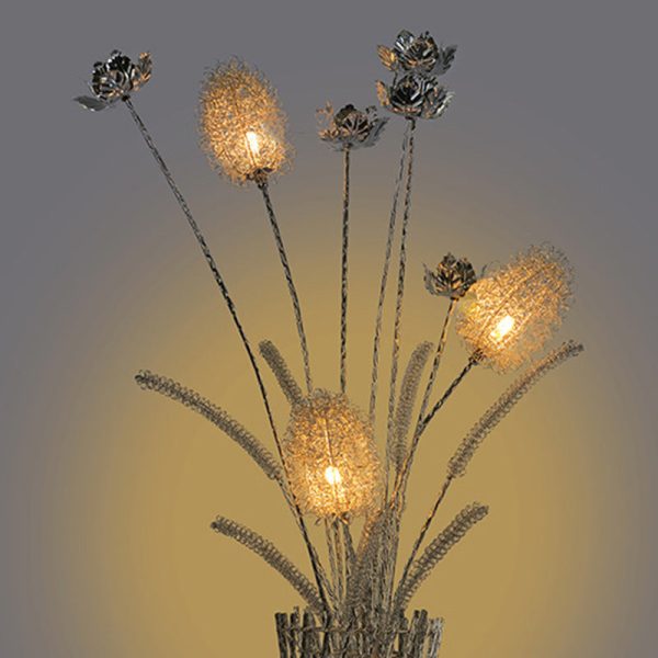 Modern Art Deco Aluminum Wire Weaving Vase LED Standing Floor Lamp For Living Room - Image 8