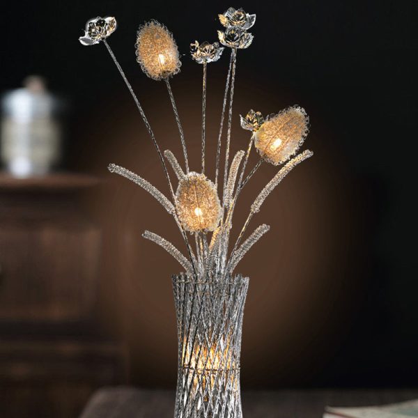 Modern Art Deco Aluminum Wire Weaving Vase LED Standing Floor Lamp For Living Room - Image 3