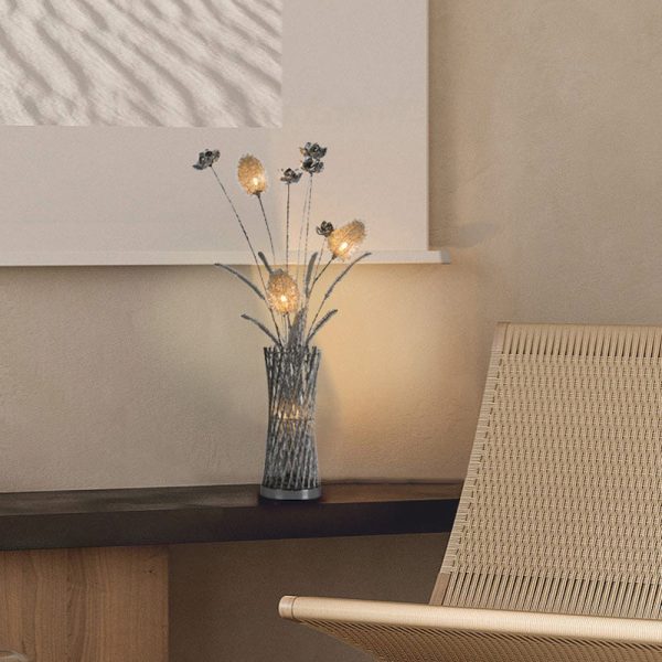 Modern Art Deco Aluminum Wire Weaving Vase LED Standing Floor Lamp For Living Room - Image 2