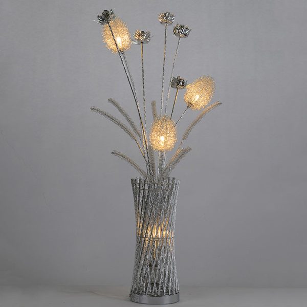 Modern Art Deco Aluminum Wire Weaving Vase LED Standing Floor Lamp For Living Room - Image 5