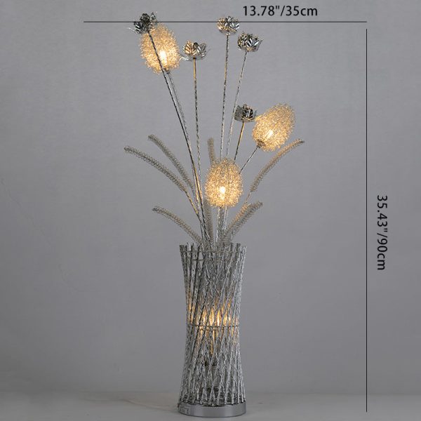 Modern Art Deco Aluminum Wire Weaving Vase LED Standing Floor Lamp For Living Room - Image 6