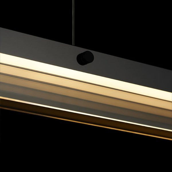 Modern Minimalist Copper Acrylic Glass Strip Rectangular LED Chandeliers Island Light For Dining Room - Image 13