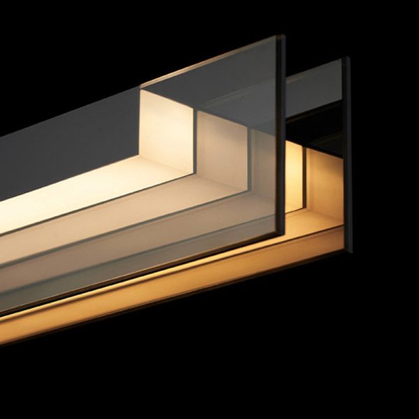 Modern Minimalist Copper Acrylic Glass Strip Rectangular LED Chandeliers Island Light For Dining Room - Image 14