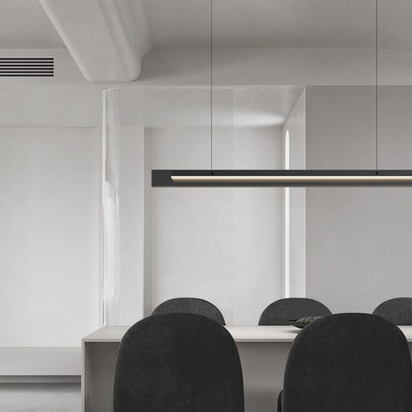 Modern Minimalist Copper Acrylic Glass Strip Rectangular LED Chandeliers Island Light For Dining Room - Image 19
