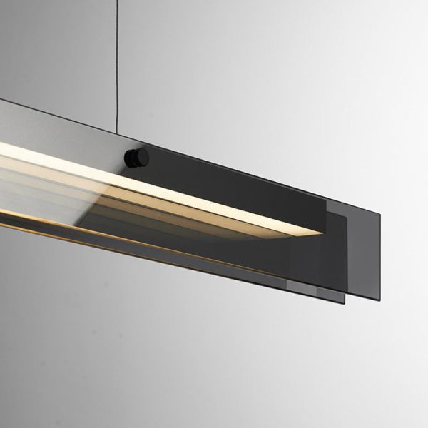 Modern Minimalist Copper Acrylic Glass Strip Rectangular LED Chandeliers Island Light For Dining Room - Image 16