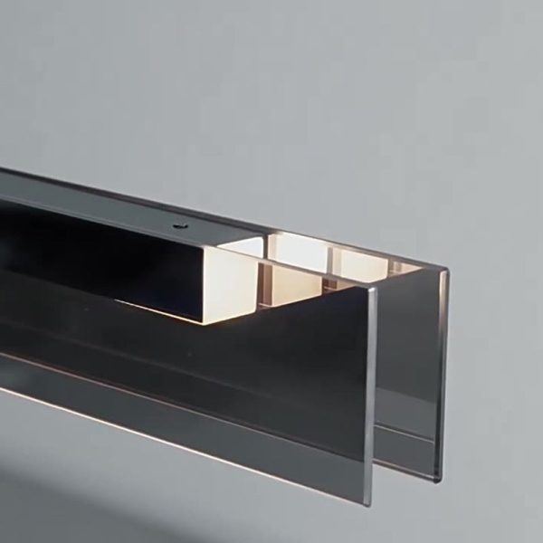 Modern Minimalist Copper Acrylic Glass Strip Rectangular LED Chandeliers Island Light For Dining Room - Image 15
