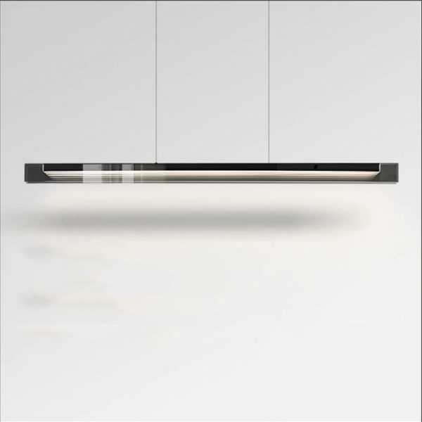 Modern Minimalist Copper Acrylic Glass Strip Rectangular LED Chandeliers Island Light For Dining Room - Image 22