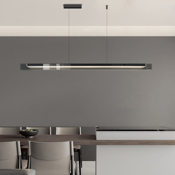 Modern Minimalist Copper Acrylic Glass Strip Rectangular LED Chandeliers Island Light For Dining Room - Image 20