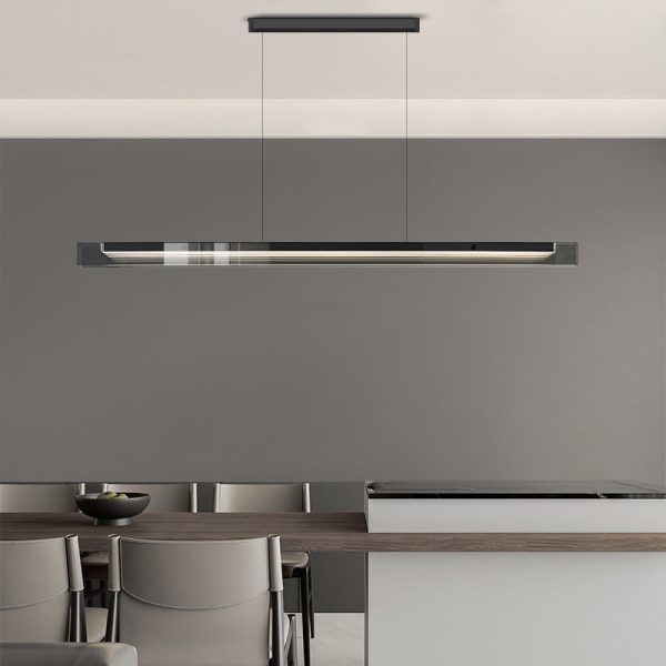 Modern Minimalist Copper Acrylic Glass Strip Rectangular LED Chandeliers Island Light For Dining Room - Image 21