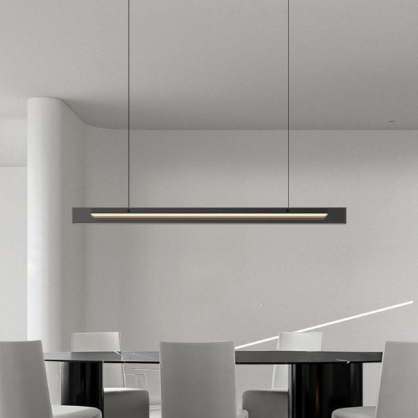 Modern Minimalist Copper Acrylic Glass Strip Rectangular LED Chandeliers Island Light For Dining Room - Image 2