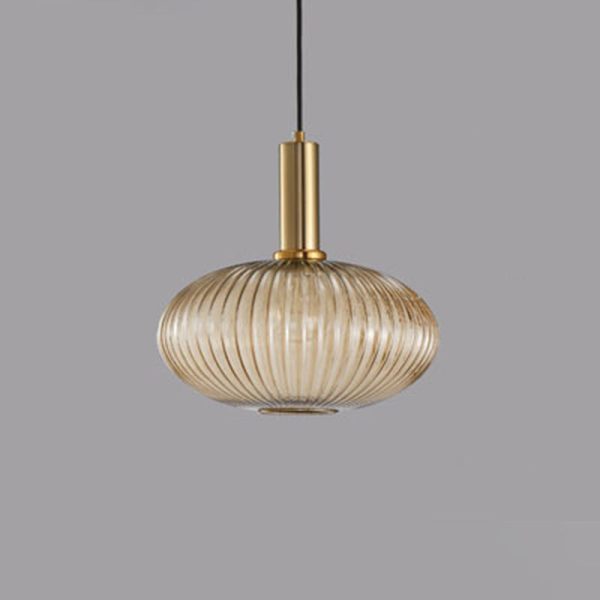 Contemporary Scandinavian Metal Glass Cylinder Striped Lantern 1-Light Pendant Light For Dining Room - Image 44