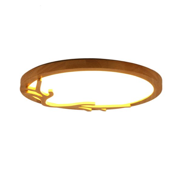 Traditional Rustic Metal Rubber Wood Acrylic Round Deer Horn LED Flush Mount Ceiling Light For Bedroom - Image 22