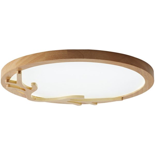 Traditional Rustic Metal Rubber Wood Acrylic Round Deer Horn LED Flush Mount Ceiling Light For Bedroom - Image 21