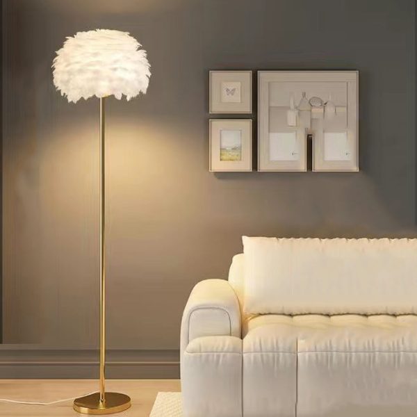 Contemporary Nordic Iron Feather Crystal Oval 1-Light Standing Floor Lamp For Living Room - Image 11