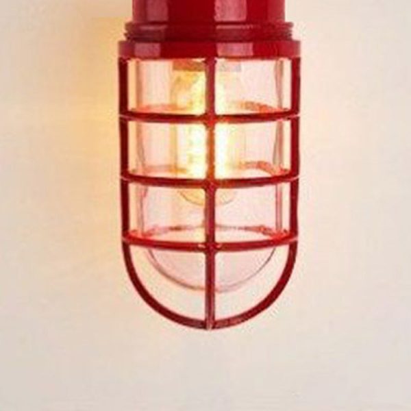 Contemporary Industrial Waterproof Aluminum Alloy Glass Cylinder Cage 1-Light Semi-Flush Mount Ceiling Light For Outdoor Patio - Image 18