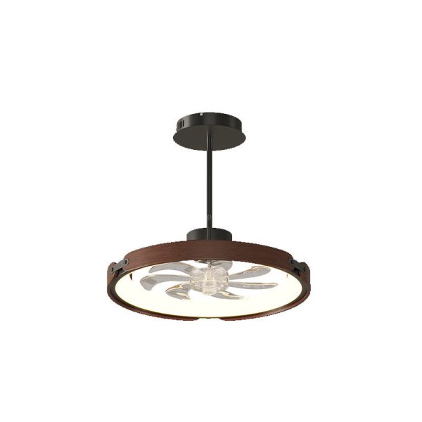 Contemporary Scandinavian Wood Acrylic PC Round LED Downrods Ceiling Fan Light For Dining Room - Image 22