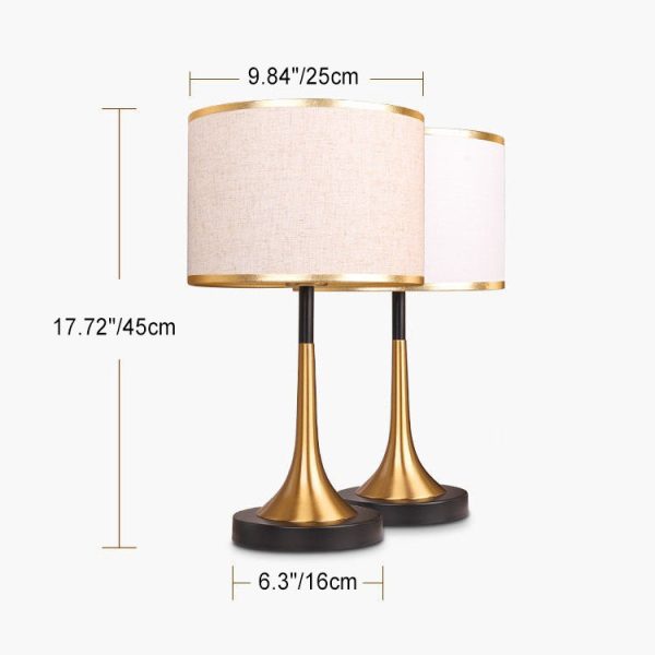 Contemporary Retro Fabric Metal Cylinder Touch Sensor Dimmable 1-Light Table Lamp For Bedside - Image 7