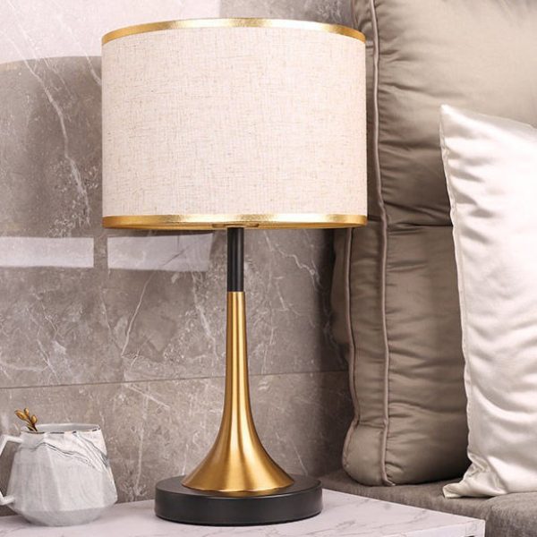 Contemporary Retro Fabric Metal Cylinder Touch Sensor Dimmable 1-Light Table Lamp For Bedside - Image 13
