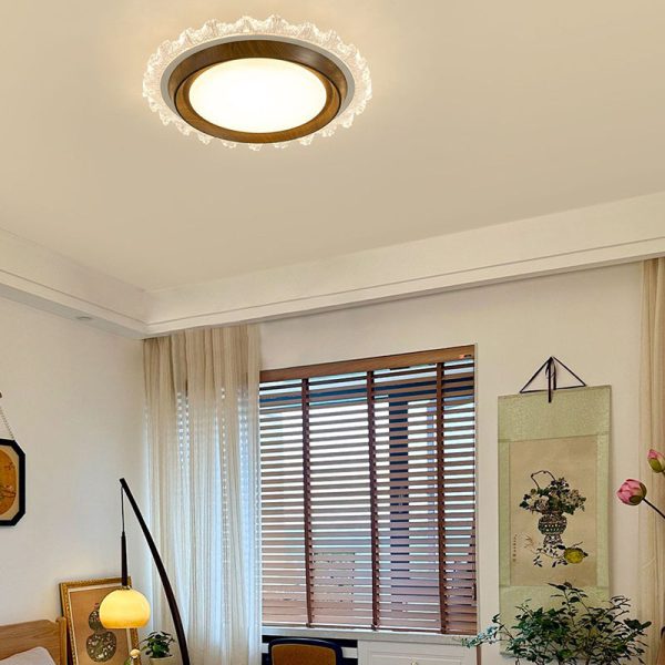 Contemporary Retro Hardware ABS PC Acrylic Round Lace LED Flush Mount Ceiling Fan Light For Bedroom - Image 17