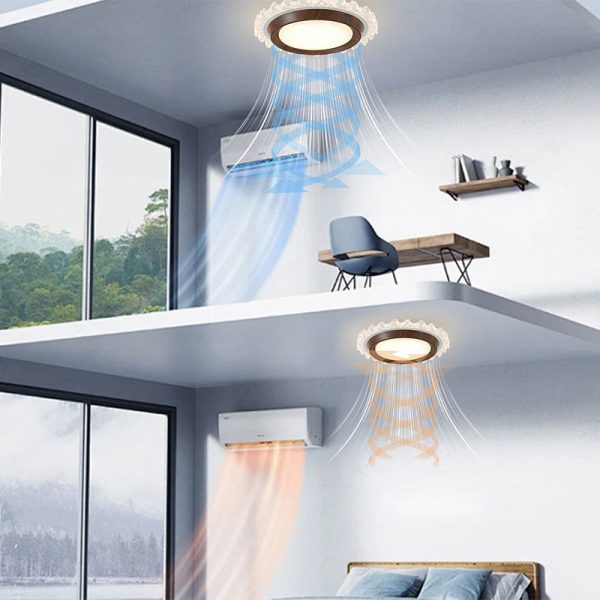 Contemporary Retro Hardware ABS PC Acrylic Round Lace LED Flush Mount Ceiling Fan Light For Bedroom - Image 14