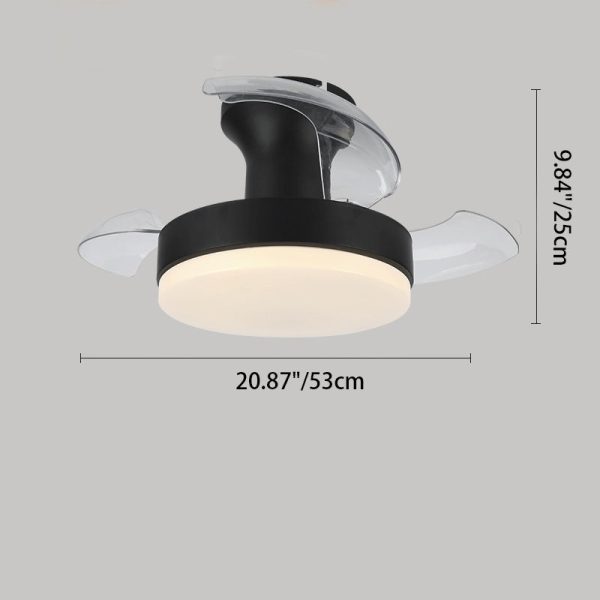 Contemporary Nordic Iron Acrylic ABS Round Texture LED Semi-Flush Mount Ceiling Fan Light For Living Room - Image 5