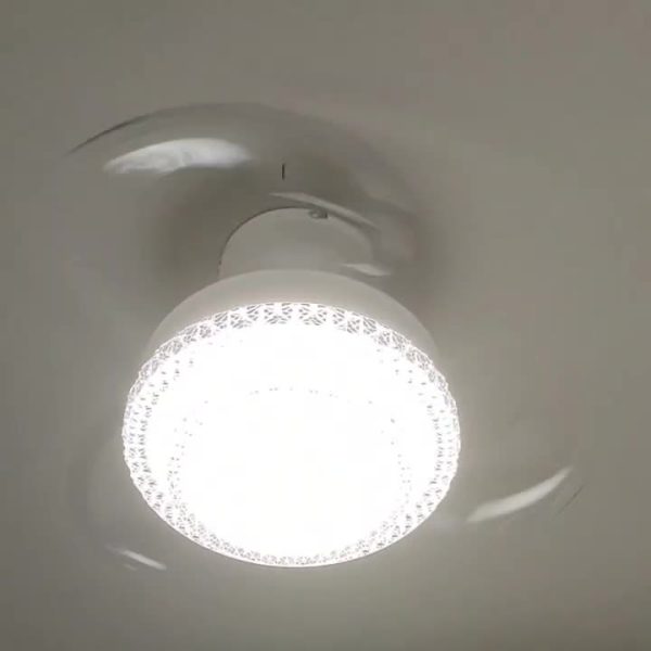 Contemporary Nordic Iron Acrylic ABS Round Texture LED Semi-Flush Mount Ceiling Fan Light For Living Room - Image 7