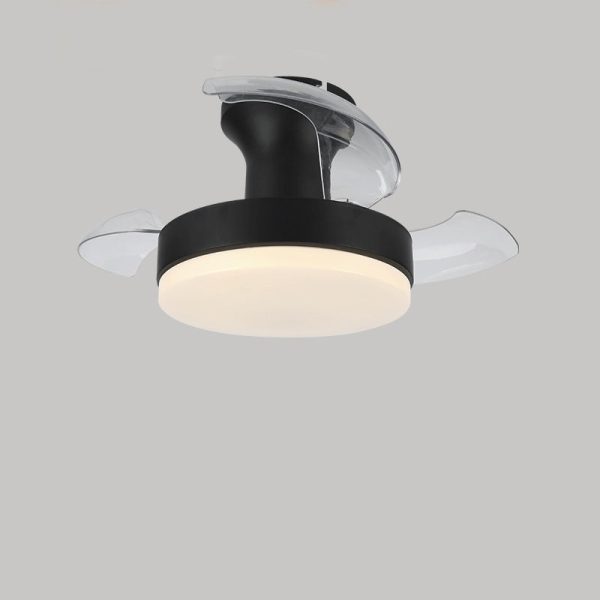 Contemporary Nordic Iron Acrylic ABS Round Texture LED Semi-Flush Mount Ceiling Fan Light For Living Room - Image 9
