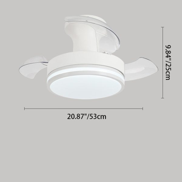 Contemporary Nordic Iron Acrylic ABS Round Stripe LED Semi-Flush Mount Ceiling Fan Light For Living Room - Image 6