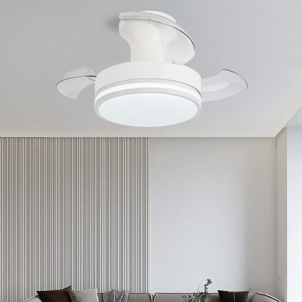 Contemporary Nordic Iron Acrylic ABS Round Stripe LED Semi-Flush Mount Ceiling Fan Light For Living Room - Image 14