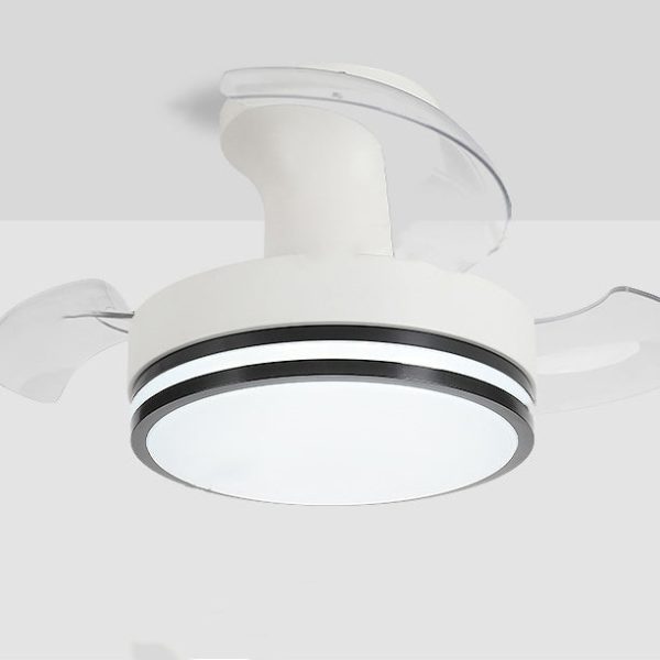 Contemporary Nordic Iron Acrylic ABS Round Stripe LED Semi-Flush Mount Ceiling Fan Light For Living Room - Image 9