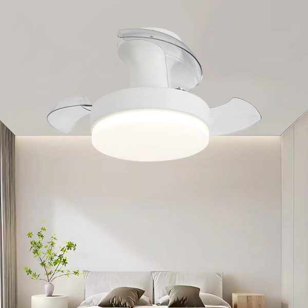 Contemporary Nordic Iron Acrylic ABS Round Stripe LED Semi-Flush Mount Ceiling Fan Light For Living Room - Image 4