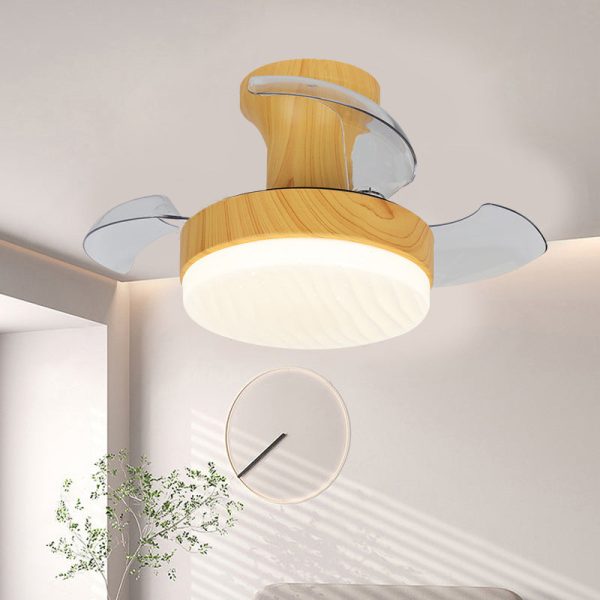Contemporary Nordic Iron Acrylic ABS Round Stripe LED Semi-Flush Mount Ceiling Fan Light For Living Room - Image 2