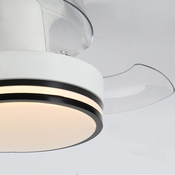 Contemporary Nordic Iron Acrylic ABS Round Stripe LED Semi-Flush Mount Ceiling Fan Light For Living Room - Image 8
