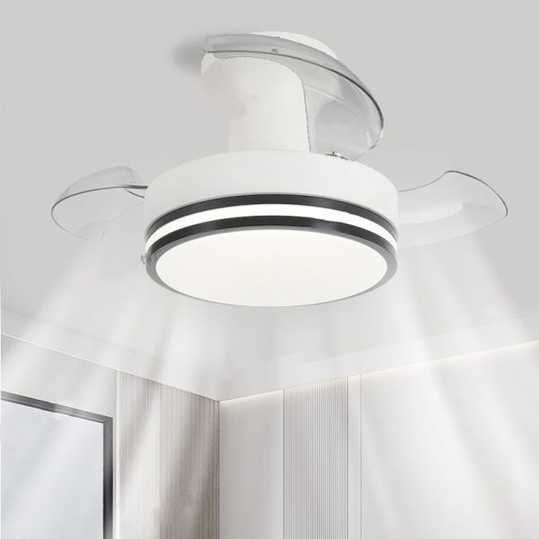 Contemporary Nordic Iron Acrylic ABS Round Stripe LED Semi-Flush Mount Ceiling Fan Light For Living Room - Image 10