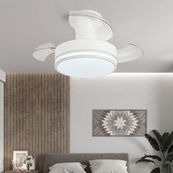 Contemporary Nordic Iron Acrylic ABS Round Stripe LED Semi-Flush Mount Ceiling Fan Light For Living Room - Image 13