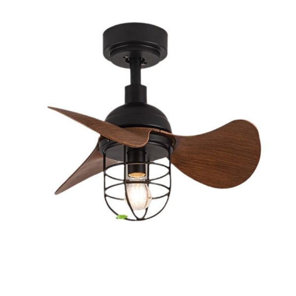 Contemporary Industrial Iron ABS Cylinder Cage 1-Light Downrods Ceiling Fan Light For Living Room - Image 17