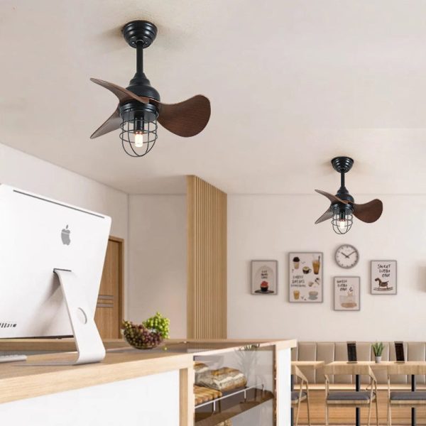 Contemporary Industrial Iron ABS Cylinder Cage 1-Light Downrods Ceiling Fan Light For Living Room - Image 3