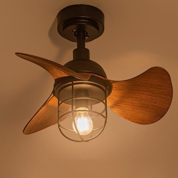 Contemporary Industrial Iron ABS Cylinder Cage 1-Light Downrods Ceiling Fan Light For Living Room - Image 11