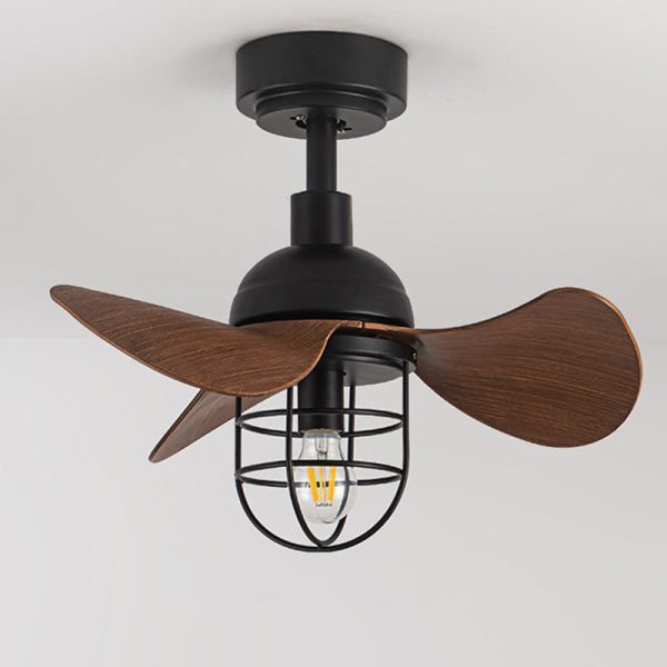 Contemporary Industrial Iron ABS Cylinder Cage 1-Light Downrods Ceiling Fan Light For Living Room - Image 16