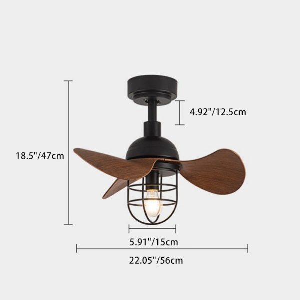 Contemporary Industrial Iron ABS Cylinder Cage 1-Light Downrods Ceiling Fan Light For Living Room - Image 7