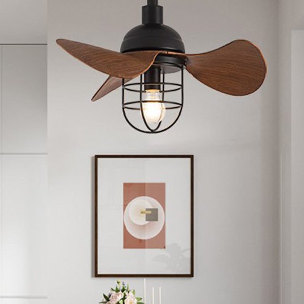 Contemporary Industrial Iron ABS Cylinder Cage 1-Light Downrods Ceiling Fan Light For Living Room - Image 12
