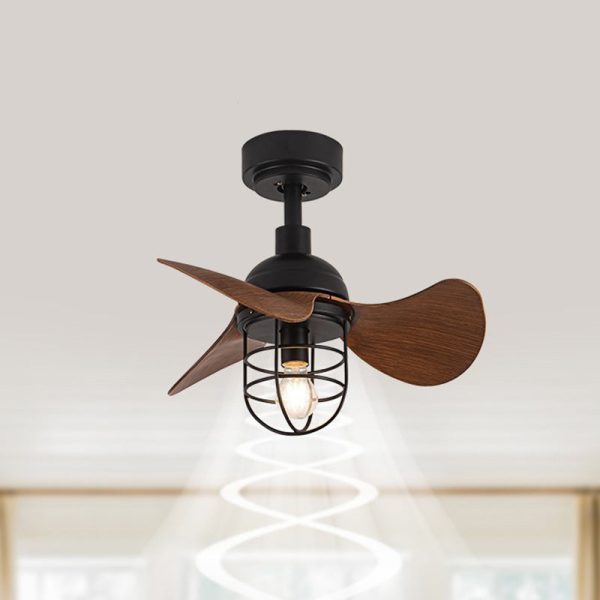 Contemporary Industrial Iron ABS Cylinder Cage 1-Light Downrods Ceiling Fan Light For Living Room - Image 14